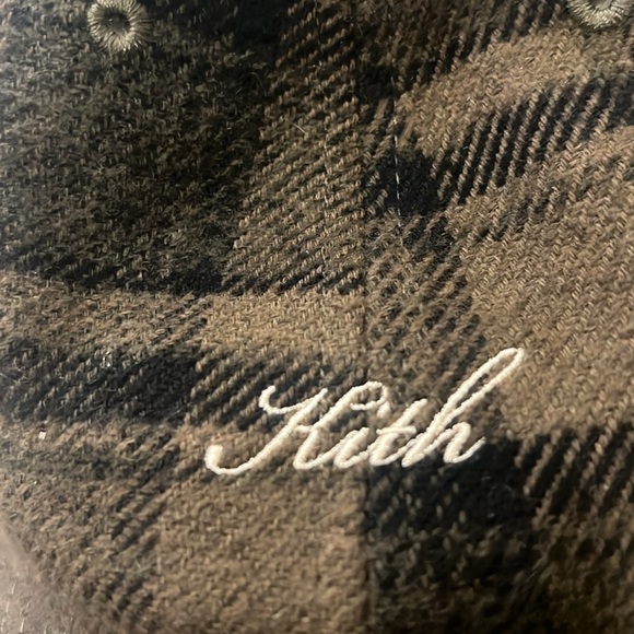 Kith women’s Sherpa Lined Hat Green Black Flannel Plaid.Sueded Brim & Adjustable - Picture 5 of 5